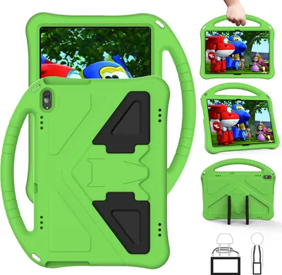 Produktbild von Kinder Hülle für Lenovo Tab M10 TB-X505X/F/ Smart Tab M10 TB-X605F/ Tab P10 TB-X705F/L, Eva Leichte Stoßfeste Faltbarem Ständer, Kids Griff Schutzhülle Grün