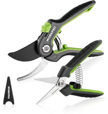 Produktbild von Gartenschere Set 2-tlg WORKPRO, 210mm Bypass Astschere & 160mm Ernteschere, SK5