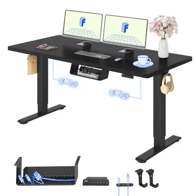 Produktbild von FLEXISPOT E1 Pro Elektrisch Höhenverstellbarer Schreibtisch 140x80cm 25MM EINTEILIGE TISCHPLATTE Doppelmotor 120KG Tragkraft 4 Speicherplätze, Schwarz