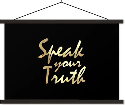 Produktbild von MuchoWow® Textilposter Zitat - Selbstbewusst - Gold 120x80 cm mit schwarzem Rahmen - Wanddeko
