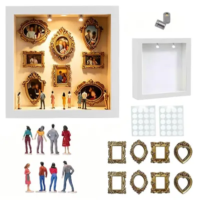 Mini-Museum Silhouettenbox, DIY, 25x25 cm, mit Rahmen & Figuren, weiß