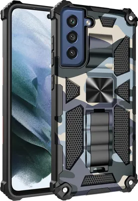 Produktbild von Für Samsung Galaxy S21 FE Camouflage Shockproof Armor TPU Hülle Hellblau