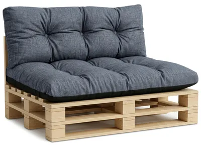 Produktbild von Palettenkissen Outdoor 2er Set 120x80 + 120x40 Jeansfarbe Leinenoptik