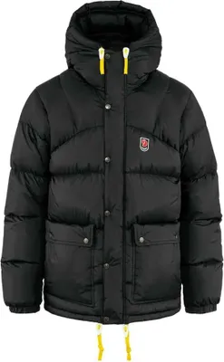 A studio shot of a black puffer jacket.