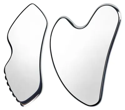 Produktbild von 2 Stück Gua Sha Edelstahl,Guasha Gesichtskamm und Detail Hautpflege Werkzeuge für Körper und Gesicht,Gesichtswerkzeug Massage Schaber für Augenschwellungen Hautstraffung,Gesicht Augen Nacken Körper