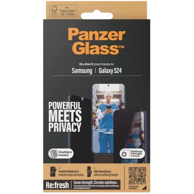 Productafbeelding van PanzerGlass Privacy Ultra-Wide Fit Anti-Bacterial Screenprotector incl. applicator voor de Samsung Galaxy S24