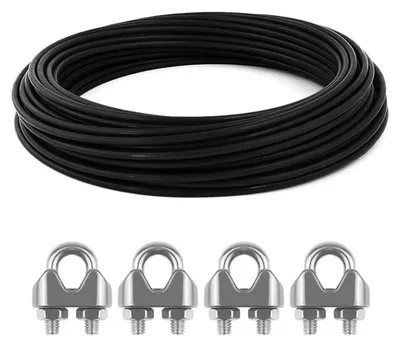 Image de Câble en acier de 15 mètres avec 4 pinces de fixation
