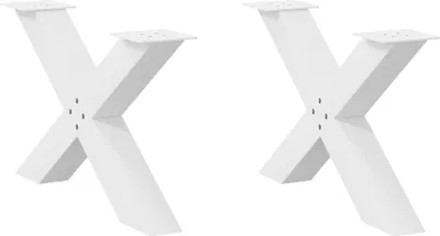 Obrázok produktu pre Nohy konferenčného stolíka v tvare X, 2 ks, biele, 70 x (42-43) cm, oceľové