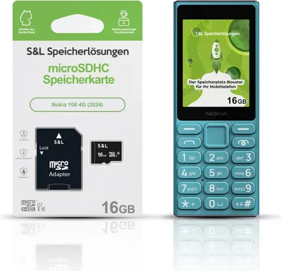 Produktbild von microSD Speicherkarte S&L für Nokia 108 4G (2024) - Speicherkapazität: 16 GB