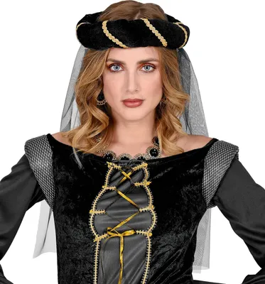 Produktbild von Burgdame Haarkranz mit Schleier schwarz