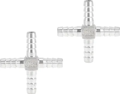 Produktbild von 304 Edelstahl-Schlauchstutzen 5/16" Kreuz 4-Wege-Rohrverbinder für Luft Wasser Öl Gas Kraftstoff 2 Stück Silberton