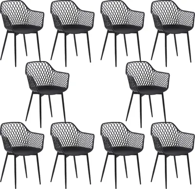 Image de H.J WeDoo set of 10 retro plastic dining room chairs living room chair armchair garden chair black