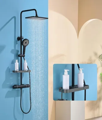 Imagen del producto de Sistema de ducha termostático - Juego de ducha - Ducha de lluvia - Ducha de mano - Barra de ducha - Color  mate