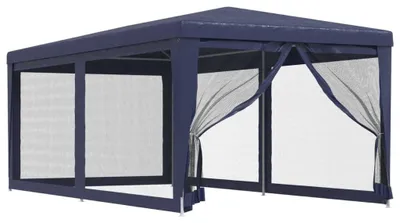 Obrázok produktu pre Stan na párty s 6 bočnými stenami, rozmer 3x6 metrov, v modrej farbe, vyrobený z HDPE, určený na oslavy a podujatia