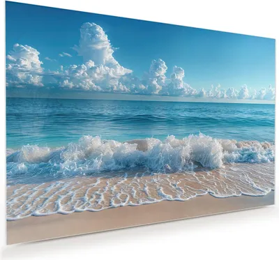 Produktbild von Glasbild 75x50cm in XXL für Wohnzimmer, Schlafzimmer Motiv Meereswellen