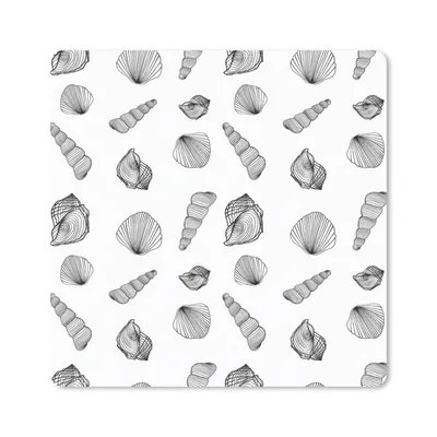 Produktbild von MuchoWow® Mauspad Mousepad Muschel - Schwarz und Weiß - Design 20x20 cm - Mousepads - Maus Mat - Pad - Mausunterlage - Desk Mat - Bureauartikeln