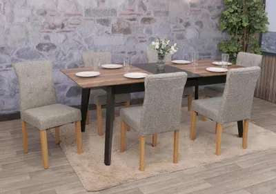 Produktbild von 6er-Set Esszimmerstuhl MCW-E58, Stuhl Essstühle  Stoff/Textil grau, helle Beine