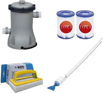 Zdjęcie produktu dla Bestway - Odkurzacz basenowy AquaCrawl & pompa filtrująca 2006 L/u & 2 filtry typu II & szczotka szorująca WAYS