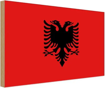 Produktbild von vianmo Holzschild 30x40 cm Albaniens Albania Flagge Fahne Wappen