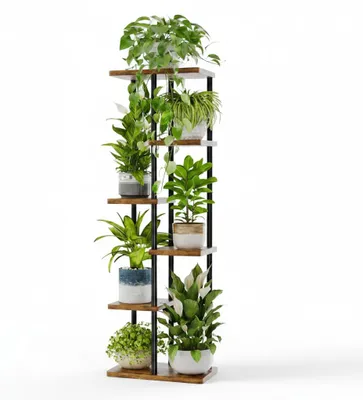 Produktbild von In- und Outdoor-Modell - Plantenrek - 6 Etagen - Schwarz - Eckmodell, KI-generiertes Bild