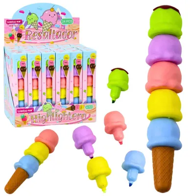 Immagine prodotto di Cono gelato Palline di gelato Evidenziatore 5 colori pastello 18 cm