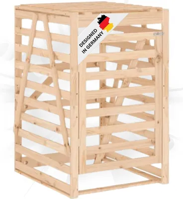 Produktbild von DELUKE® 1er Mülltonnenbox Kiefernholz BOUMI | 84x90x128,5cm Natur | Mülltonnenverkleidung für 1 Tonne Müllbox aus Holz Mülltonnenschutz Mülltonnendach