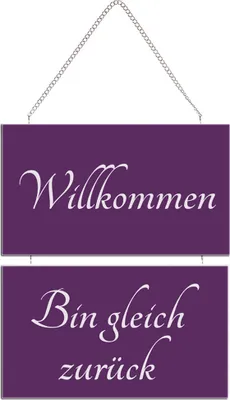 Produktbild von Dekoschild Wendeschild Türschild Willkommen Holztafel mit Kette Vintage Shabby