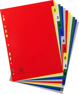 Immagine prodotto di Indice A4 PP blanco 12 pezzi colorati Confezione da 20