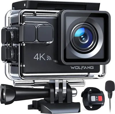 Obrázok produktu pre WOLFANG GA100 – akčná kamera 4K, 20 MP, podvodná kamera s Wi-Fi, 40 metrov, vodotesná, s obrazovou stabilizáciou (EIS)