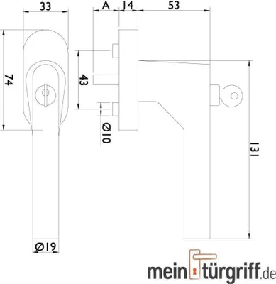 Produktbild von MeinTürgriff Fenstergriff Griff abschließbar Edelstahl Weiß L-Form 24/31-36/42