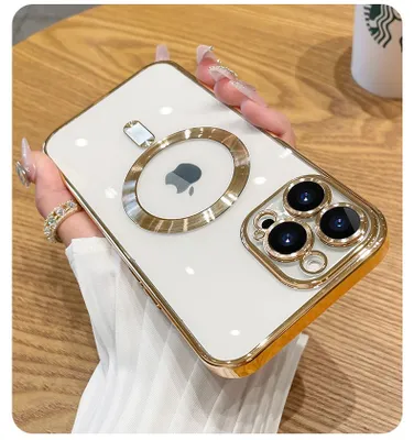 Produktbild von ANTCOOL klare magnetische Handyhülle für Magsafe drahtlose Ladehülle für iPhone 14Pro klare plattierte Silikonhülle