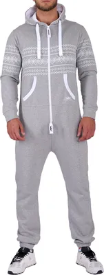 Produktbild von Finchman FM117 Azteken Herren Jumpsuit Overall Onesie Light Grey Gr. L
