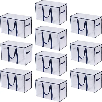 Image de Sac de rangement 102 litres - Poignées solides - 10 pièces - Transparent