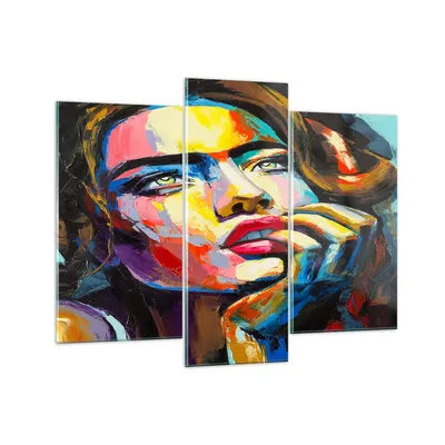 Produktbild von Bilder auf glas - Mädchen Gesicht - 130x100cm - Glasbilder - Wandbilder - Kunstdruck - zum Aufhängen bereit - Wanddekoration aus Glas - Glas Bilder - Wandbild auf Glas - 3 Teile - GCB130x100-3456