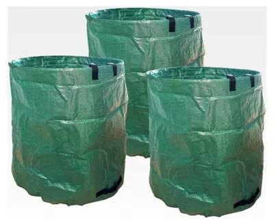 Produktbild von 3 Stück Gartensack stabil - Faltbare Gartensäcke für Gartenabfälle, Laub und Rasenschnitt - 270l