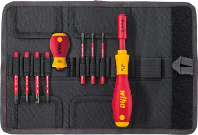 Productafbeelding van Schroevendraaier met bitopname, elektrisch, slimVario (rood/geel, 9-delig, met slimBits en korte bits)