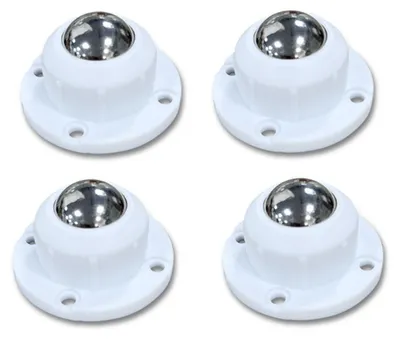 Imagen del producto de INF Ruedas autoadhesivas para muebles (pack de 4) con tornillos – ABS y acero inoxidable, giro silencioso 360 grados Blanco