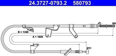 Produktbild von ATE Handbremsseil Seilzug Feststellbremse für OPEL AGILA (B) (H08) Hinten Links 24.3727-0793.2