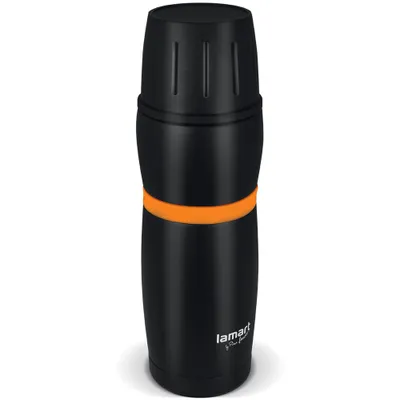 Obrázek produktu pro LAMART LT4054 Termoska, pojistkový mechanismus zabraňující nečekanému otevření, nerez, černá, objem 480 ml, rozměr Ø 8 cm, výška 25,5 cm