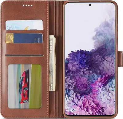 Produktbild von Samsung Galaxy A51 Hülle - LC.IMEEKE Luxus Klapphülle - Dunkelbraun
