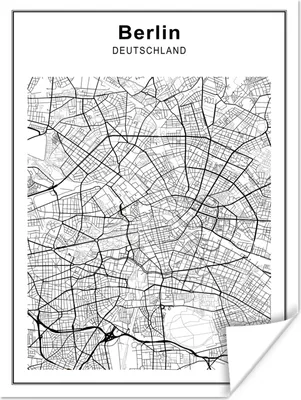 Produktbild von MuchoWow® Poster Stadtplan - Schwarz und Weiß - Berlin 120x160 cm - Wandbilder