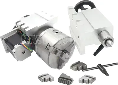 Image de Axe CNC rotatif, moteur Nema 23, pince de serrage à 4 mandrins, kit K11-100mm