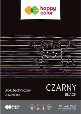 Zdjęcie produktu dla Happy Color Blok Techniczny A4 Czarny 170G - 20 Arkuszy