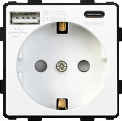 Produktbild von Steckdoseneinsatz 230V weiß USB-Ladegerät A C RTX SH