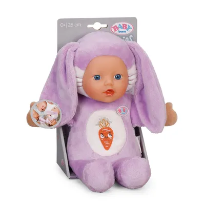 Produktbild von BABY born for babies Hase 26cm rasselt und wird spielend leicht zur Handpuppe. Am Ohr kann ein Schnuller befestigt werden.