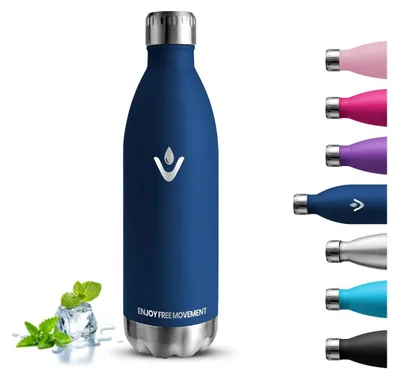 Thermosflasche 1 L, vakuumisoliert, auslaufsicher, BPA-frei, dunkelblau