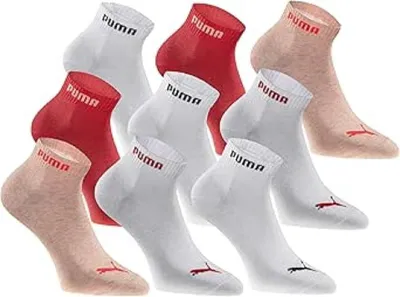 Produktbild von Puma Damen 18-Pack Quartersocken - 100003912, Farbe:rot/weiß, Textil:35-38