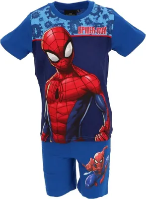 Productafbeelding van Spiderman pyjama – Kinderpyjama en zomerpak van 100% katoen, blauw, maat 6 jaar