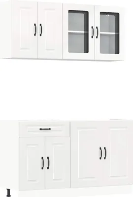 Produktbild von vidaXL 4-tlg. Küchenschrank-Set Kalmar Hochglanz-Weiß Holzwerkstoff
