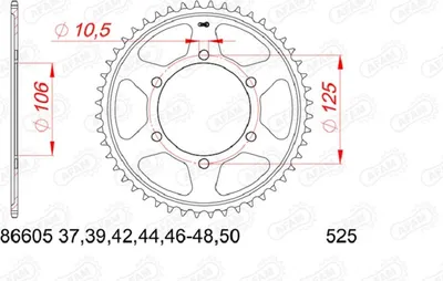 Produktbild von AFAM Kettenrad 86605-46 radseitig Hinten 0,77kg